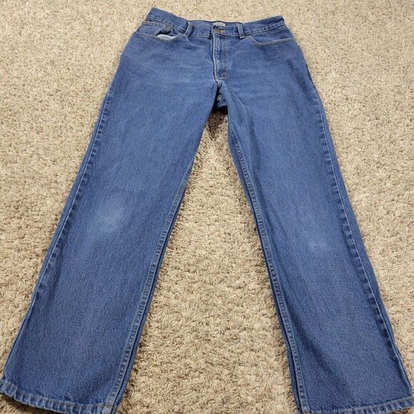 LL Bean Jeans Womens 12 Regular Blue Denim Original Fit Straight Dark Wash - Picture 1 of 8